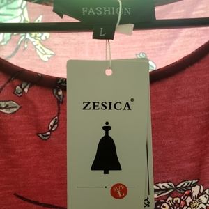 ZESICA Women's Floral Print Long Sleeve Pockets Empire Waist Pleated Long Maxi